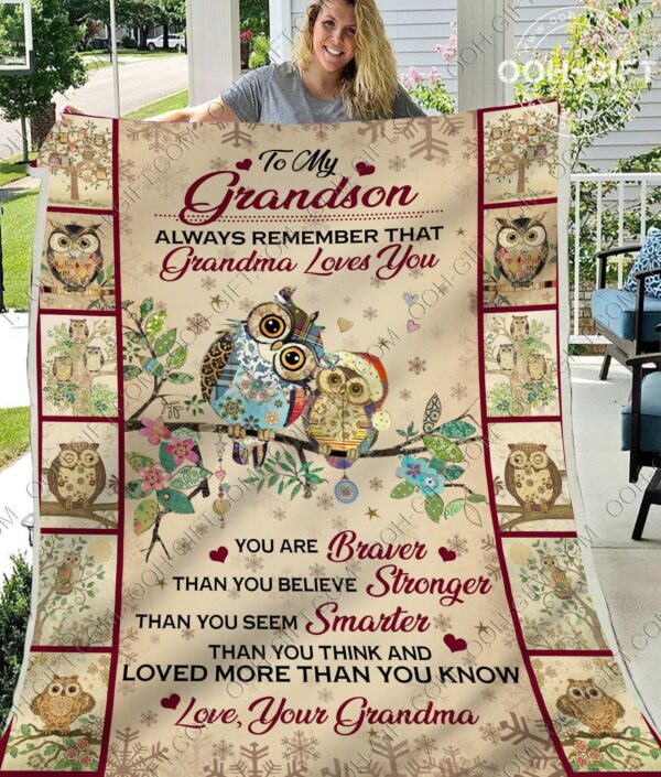 For My Grandson Owl Fleece Blanket Sherpa Blanket