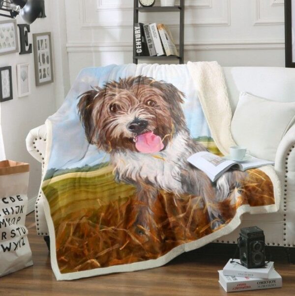 Happy Dog Fleece Blanket Sherpa Blanket