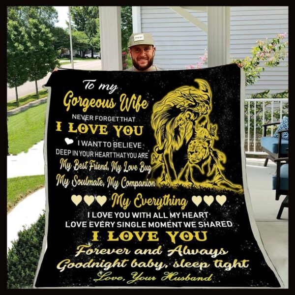 To My Gorgeous Wife Lion Fleece Blanket Sherpa Blanket