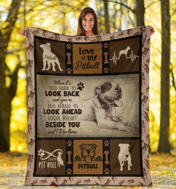 Love My Pitbull Dog Fleece Blanket Sherpa Blanket