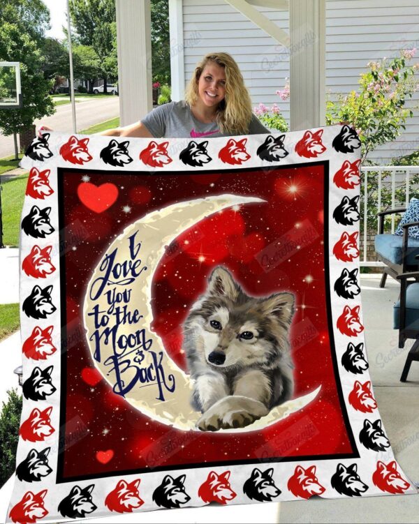 I Love You To The Moon And Back Wolf Fleece Blanket Sherpa Blanket