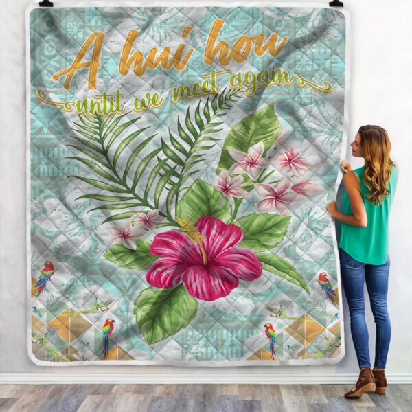Hawaii A Hui Hou Hibiscus Tropical Parrots Fleece Blanket Sherpa Blanket