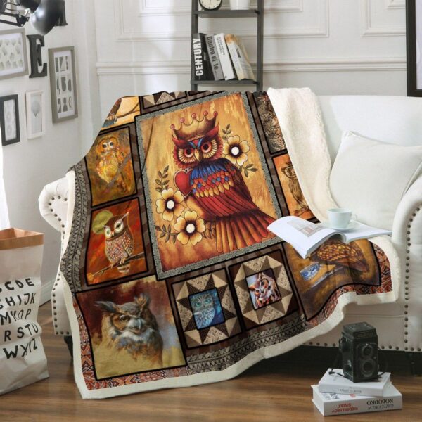 Owl Fleece Blanket Sherpa Blanket