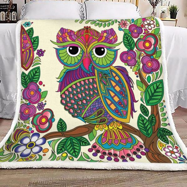 Colorful Owl Fleece Blanket Sherpa Blanket