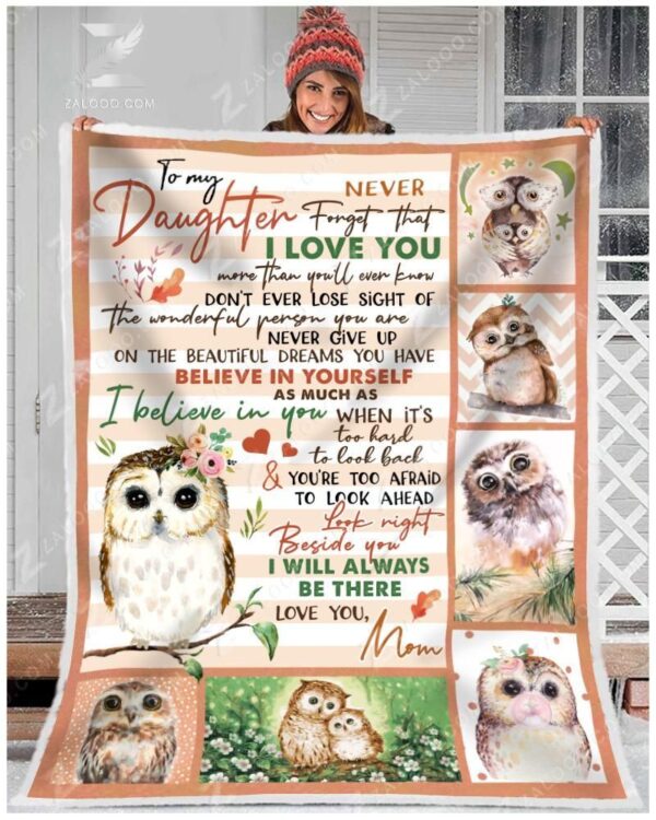 To My Daughter Mom Owl Fleece Blanket Sherpa Blanket