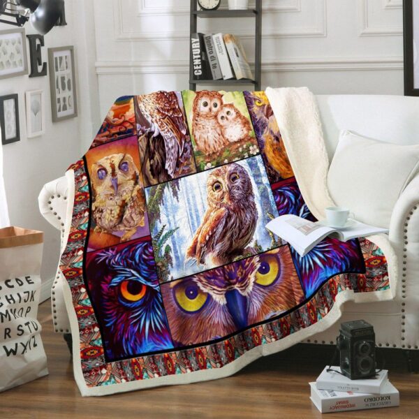 Owl Fleece Blanket Sherpa Blanket