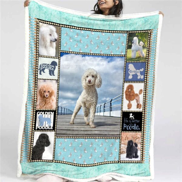 Poodle With Life Is Better Fleece Blanket Sherpa Blanket
