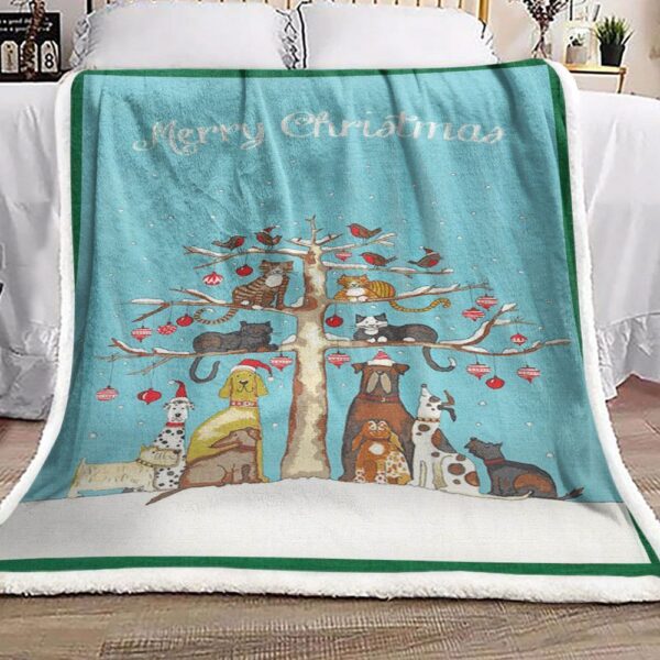 Dog Christmas Fleece Blanket Sherpa Blanket