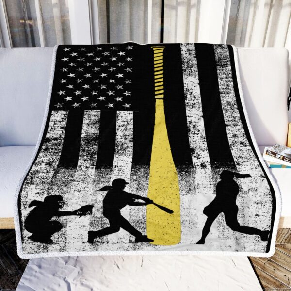 Softball Girls Fleece Blanket Sherpa Blanket