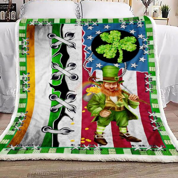 Leprechaun St Patricks Day Fleece Blanket Sherpa Blanket