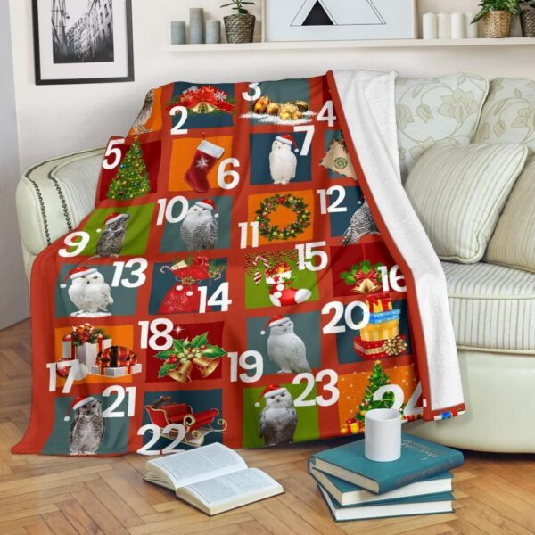 Christmas Owl Fleece Blanket Sherpa Blanket