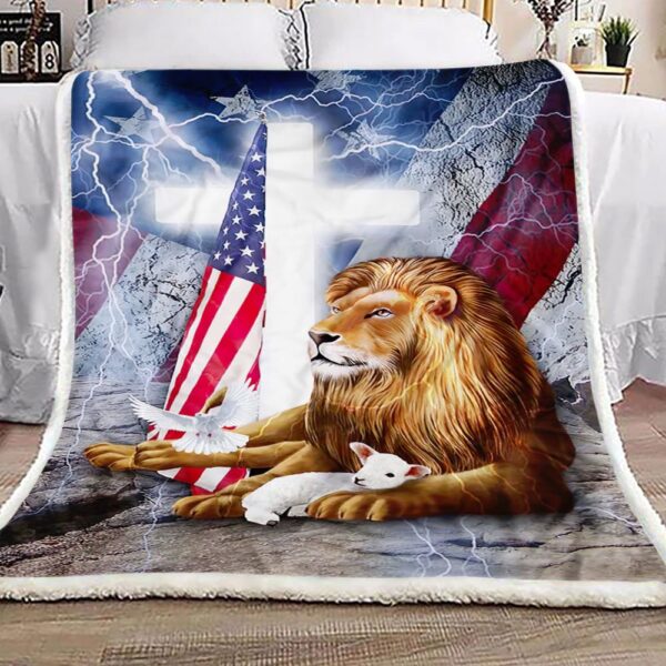 Lion And Lamb Cross American Fleece Blanket Sherpa Blanket
