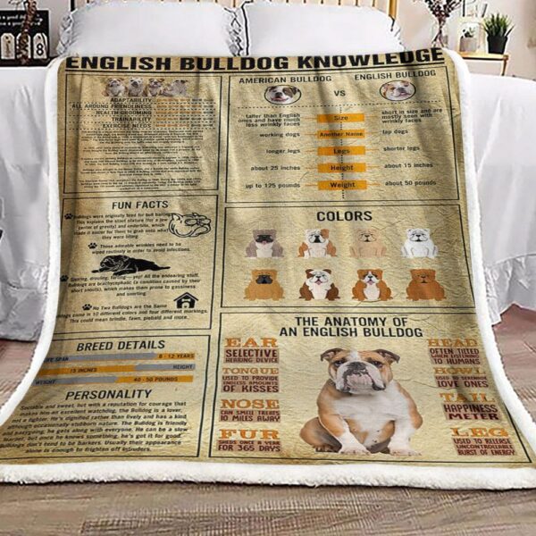 English Bulldog Knowledge Fleece Blanket Sherpa Blanket