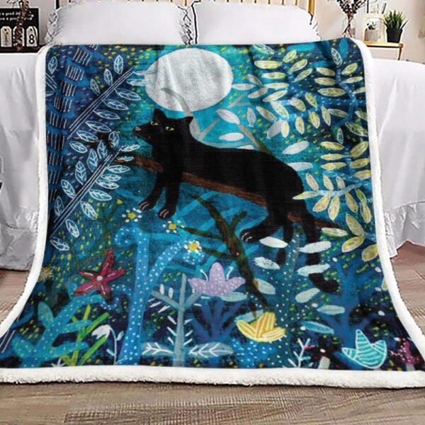Dog Moon Fleece Blanket Sherpa Blanket
