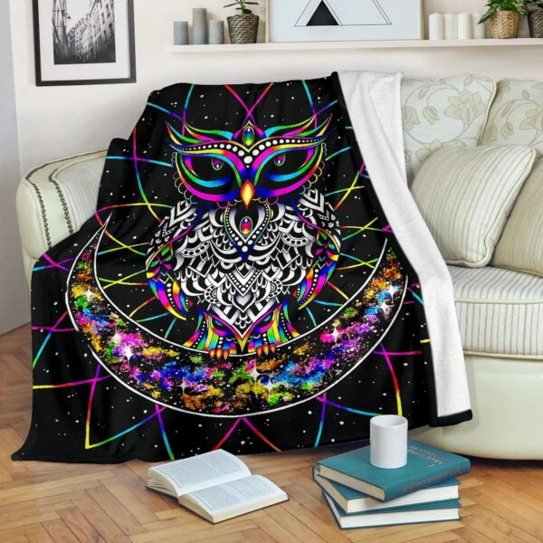 Colorful Owl Fleece Blanket Sherpa Blanket
