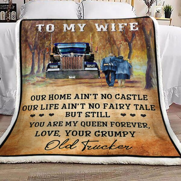 Trucker To My Wife Fleece Blanket Sherpa Blanket