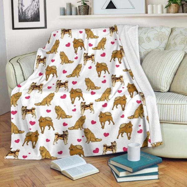 Finnish Spitz Heart Fleece Blanket Sherpa Blanket