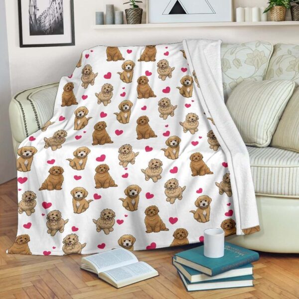 Goldendoodle Heart Fleece Blanket Sherpa Blanket