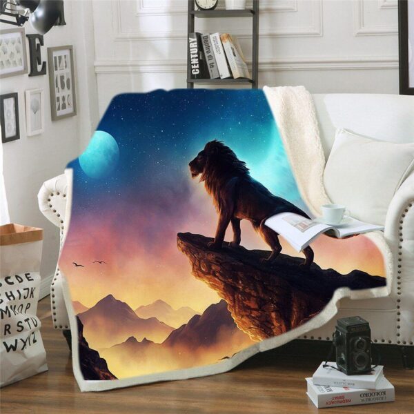 Lion And Moon Fleece Blanket Sherpa Blanket