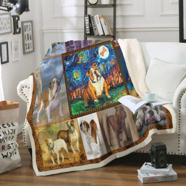 Bulldog Fleece Blanket Sherpa Blanket