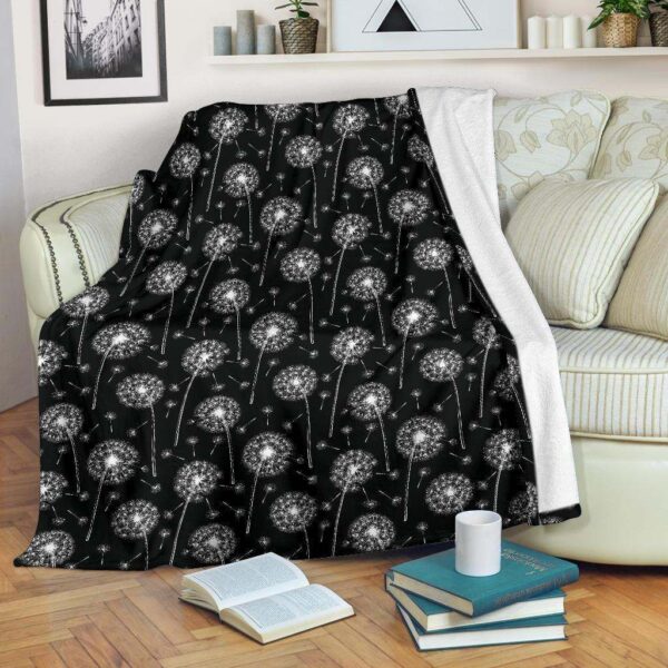 Dandelion Black Fleece Blanket Sherpa Blanket