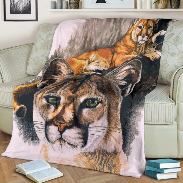 Mountain Lion Cougar Fleece Blanket Sherpa Blanket