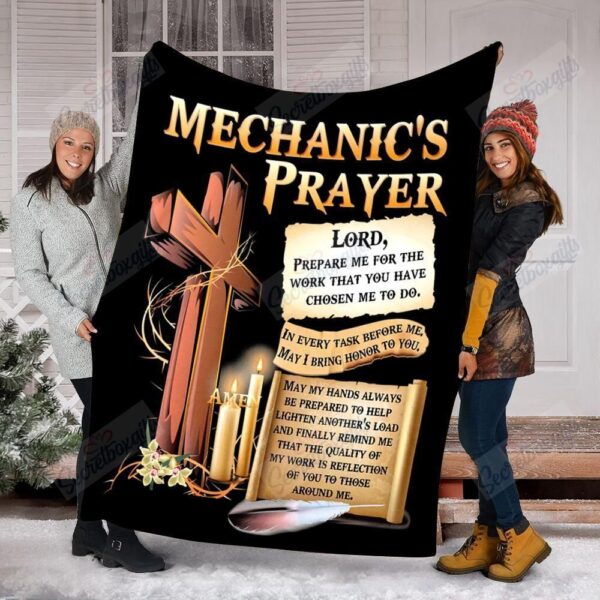 Mechanic's Prayer Fleece Blanket Sherpa Blanket