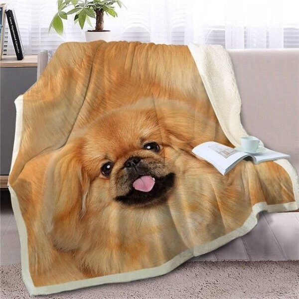 Soft Pekingese Fleece Blanket Sherpa Blanket