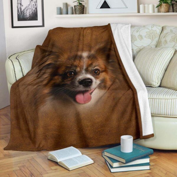 Papillon Face Hair Fleece Blanket Sherpa Blanket