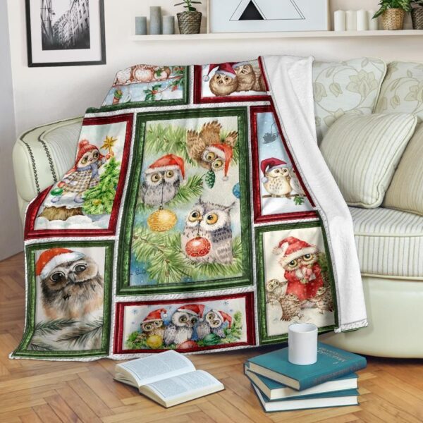 Christmas Owl Fleece Blanket Sherpa Blanket