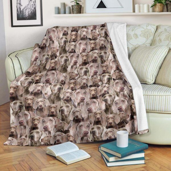 Weimaraner Full Face Fleece Blanket Sherpa Blanket