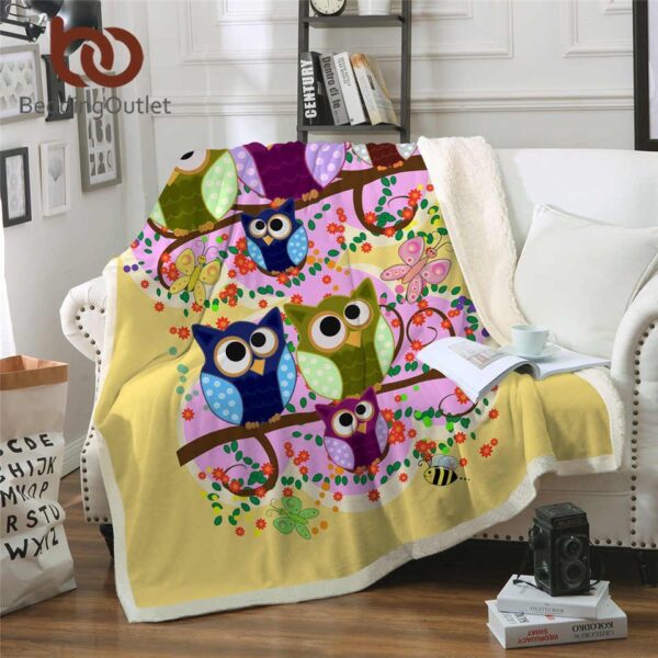 Owl Fleece Blanket Sherpa Blanket