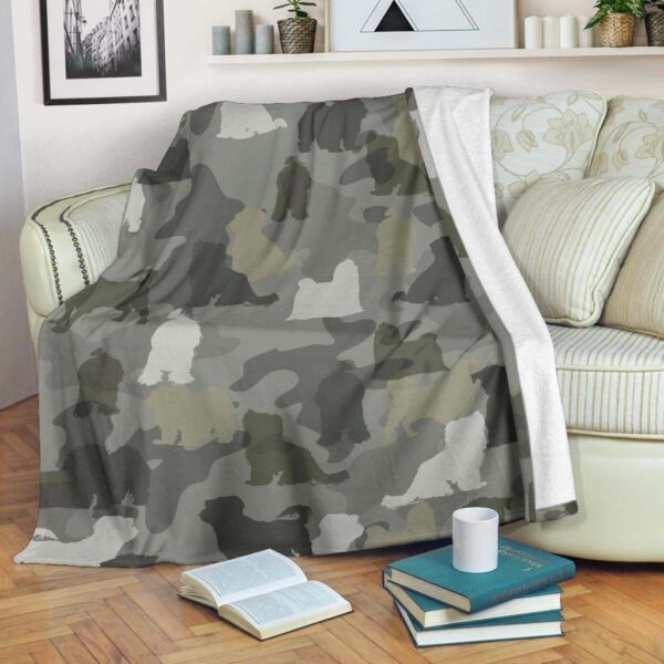 Maltese Camo Fleece Blanket Sherpa Blanket