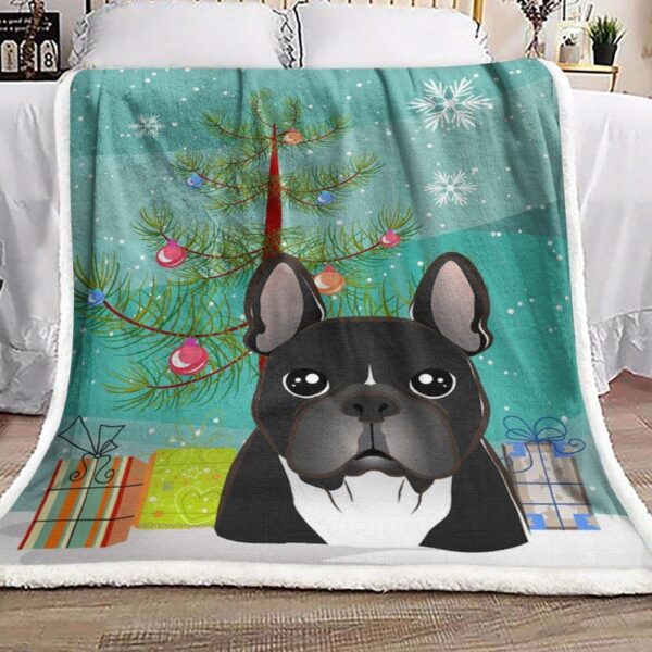 French Bulldog Christmas Fleece Blanket Sherpa Blanket