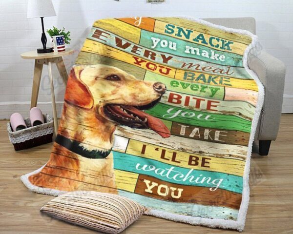 Labrador Retriever I'll Be Watching You Fleece Blanket Sherpa Blanket