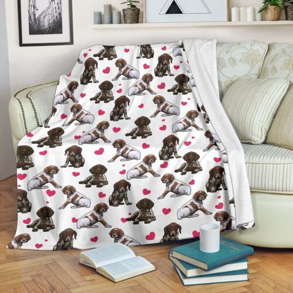 German Shorthaired Pointer Heart Fleece Blanket Sherpa Blanket