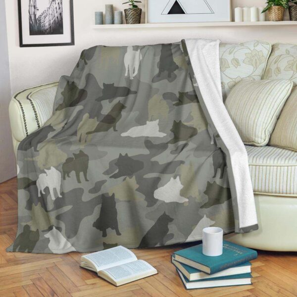 Norwegian Elkhound Camo Fleece Blanket Sherpa Blanket