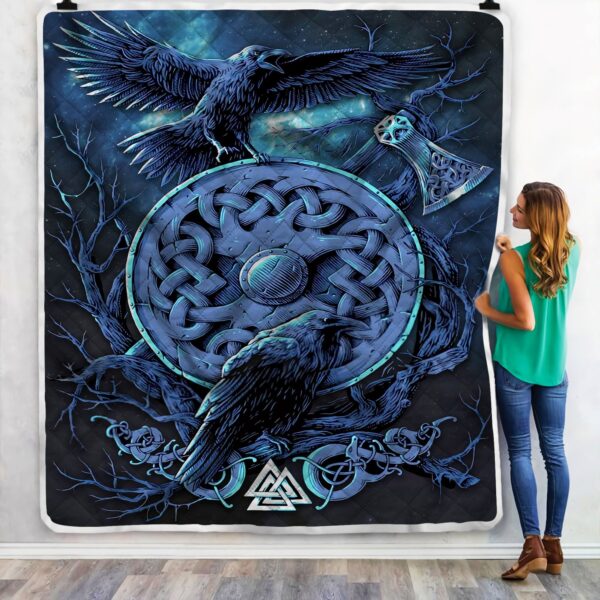 Norse Raven Viking Fleece Blanket Sherpa Blanket