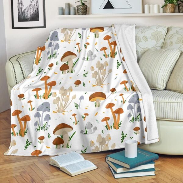 Mushroom Pattern Theme Fleece Blanket Sherpa Blanket