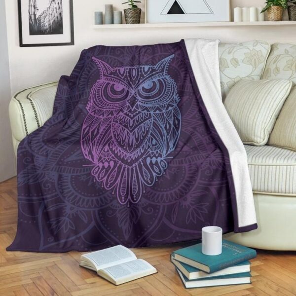 Owl Mandala Fleece Blanket Sherpa Blanket
