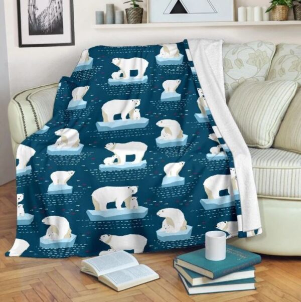 Family Polar Bear Fleece Blanket Sherpa Blanket