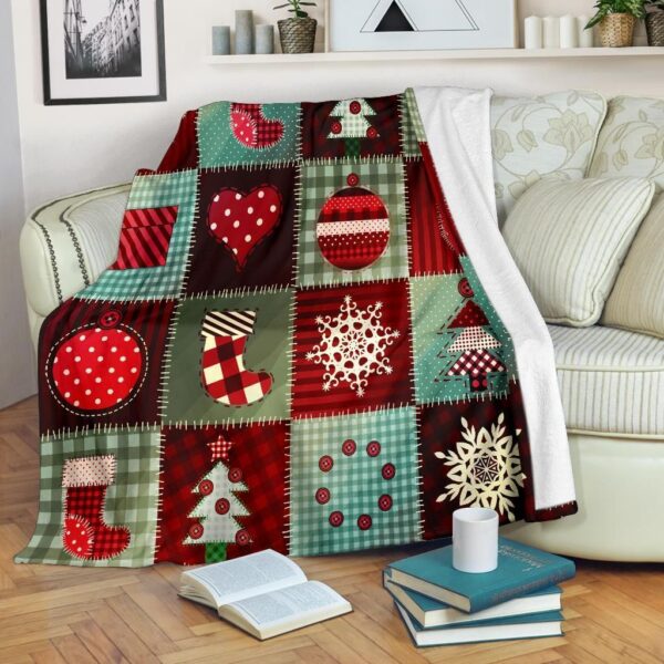 Christmas Patchwork Fleece Blanket Sherpa Blanket