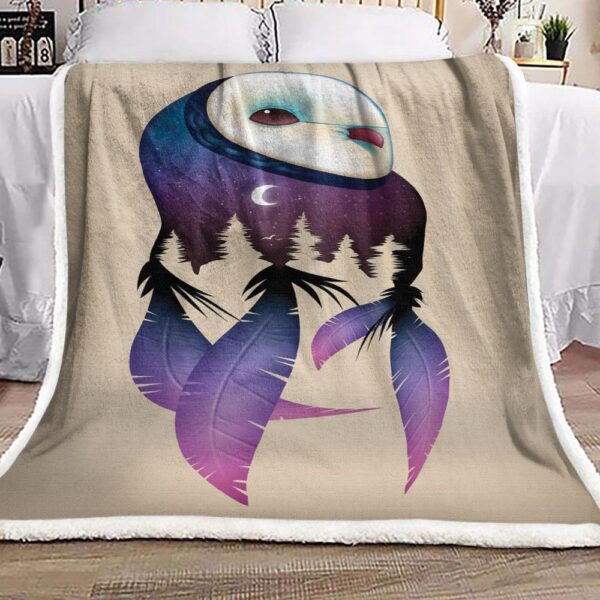 Owl And Moon Night Fleece Blanket Sherpa Blanket