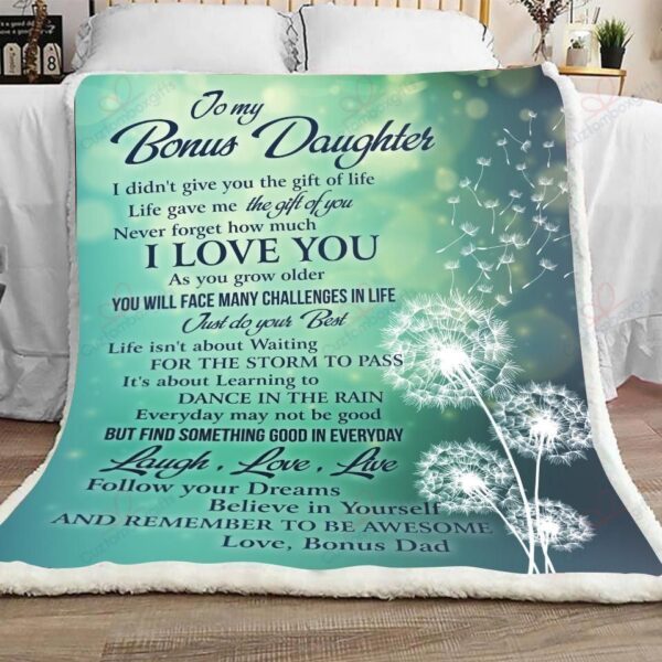 Bonus Daughter From Bonus Dad Dandelion Fleece Blanket Sherpa Blanket