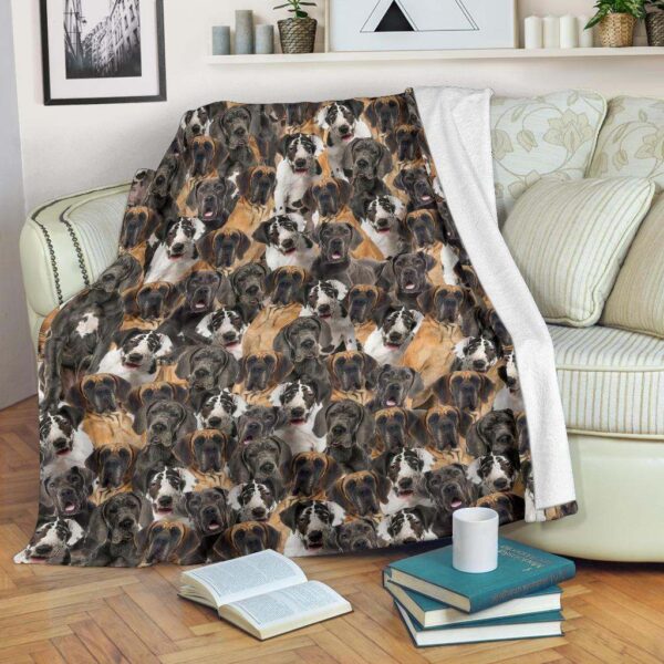 Great Dane Full Face Fleece Blanket Sherpa Blanket