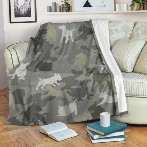 Bull Terrier Camo Fleece Blanket Sherpa Blanket
