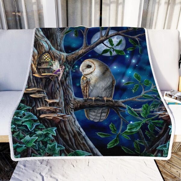 Fairy And Owl Fleece Blanket Sherpa Blanket