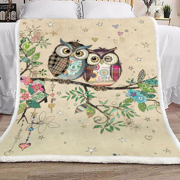 Owl Couple Fleece Blanket Sherpa Blanket