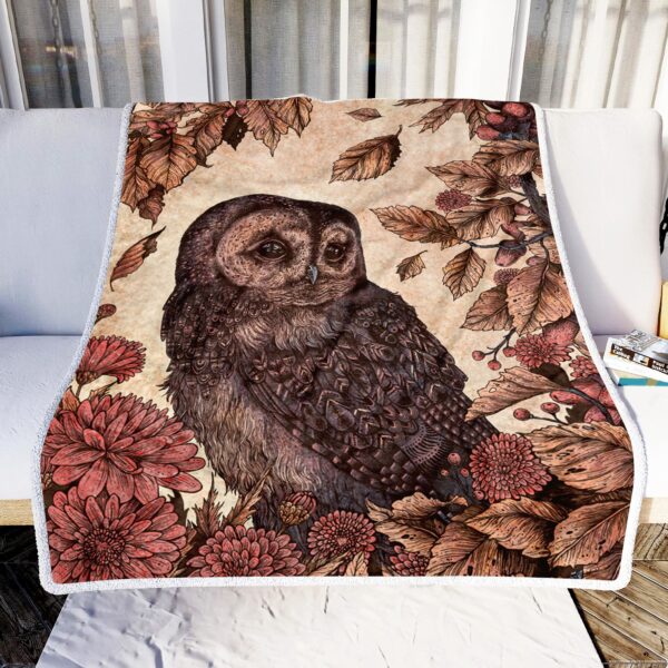 Owl Vintage Art Fleece Blanket Sherpa Blanket