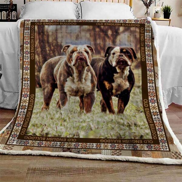 Olde English Bulldogge Fleece Blanket Sherpa Blanket